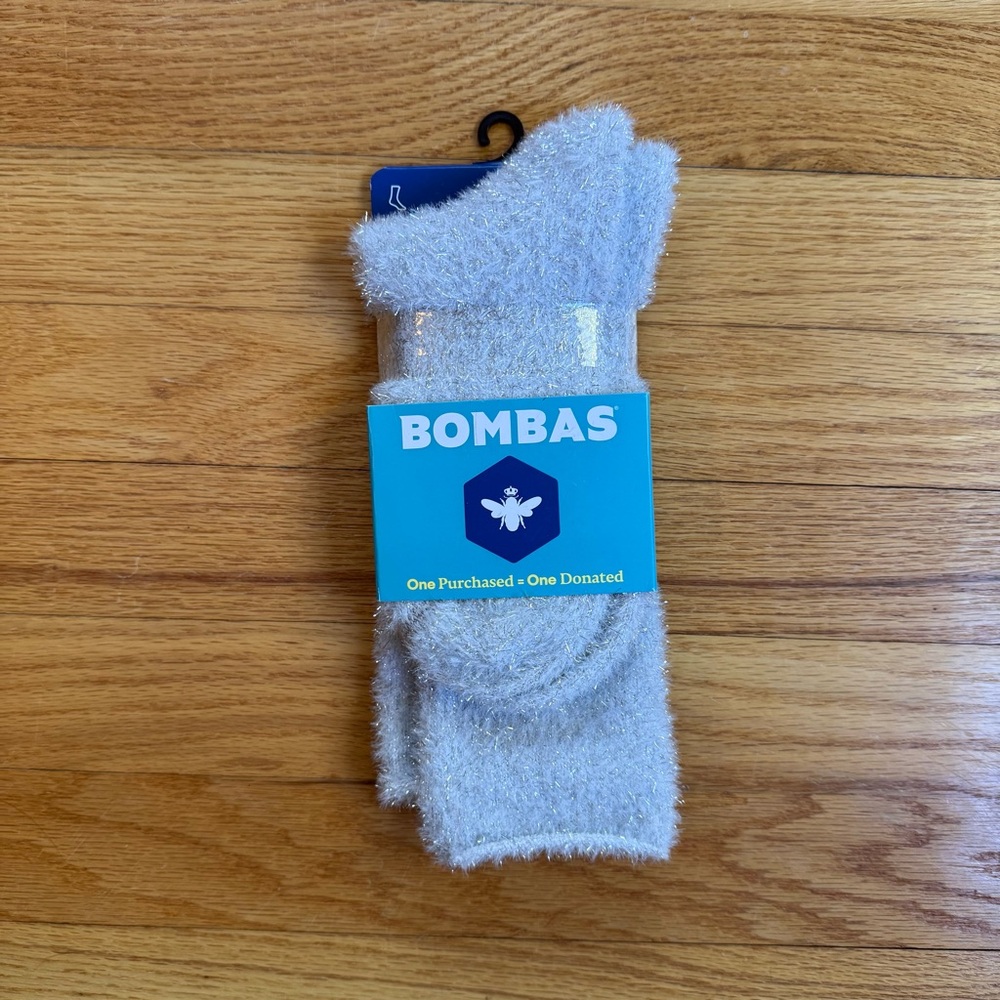 Bombas Women’s Silver Sparkle Calf Socks size Medium 8-10.5